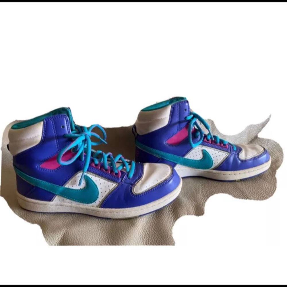 VINTAGE - NIKE High Tops - 365949-531 - White/Purple/ Teal /Hot Pink Size 8